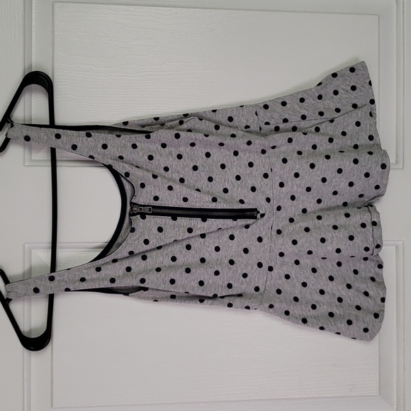 Express gray and blue polka dot peplum tank,  size medium - Picture 3 of 3